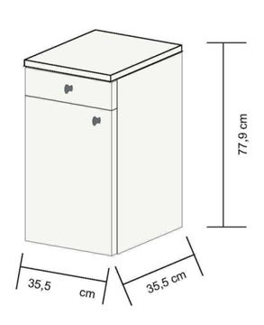 CONCEPT 50 nízká skříňka 35,5x35,5x77,9 cm, 1 zásuvka, 1 dvířka, panty vpravo, švestka/lesklá bílá C50.SPBS Obrázek - fotka