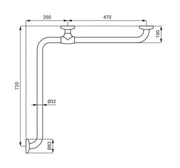 SANELA madlo 760x760 mm, rohové, bílá SLZM 17VIN Technický nákres