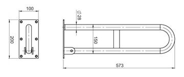 NOVASERVIS METALIA HELP sklopné madlo 573 mm, bílá R66550,11 Technický nákres