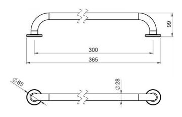 NOVASERVIS METALIA HELP madlo 365 mm, bílá R6630,11 Technický nákres