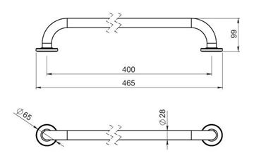 NOVASERVIS METALIA HELP madlo 465 mm, bílá R6640,11 Technický nákres