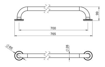 NOVASERVIS METALIA HELP madlo 700 mm, bílá R6670,11 Technický nákres