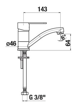 JIKA ENYO dřezová baterie, chrom H3512G10042201 Technický nákres