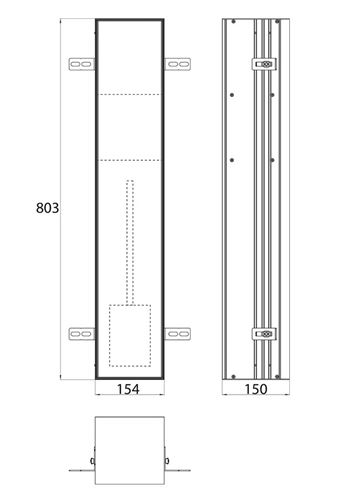 CONCEPT 300 nízká skříňka 15,3x15x80,3 cm, 1 dvířka, panty vlevo, Push-open, s držákem toaletního papíru, s WC štětkou, k obložení 015-2071 Technický nákres