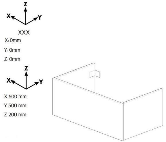 DŘEVOJAS DSD SZZ 60 nízká skříňka 60x50x20 cm, 1 zásuvka, Push-open, arlington 224707-T31 Technický nákres