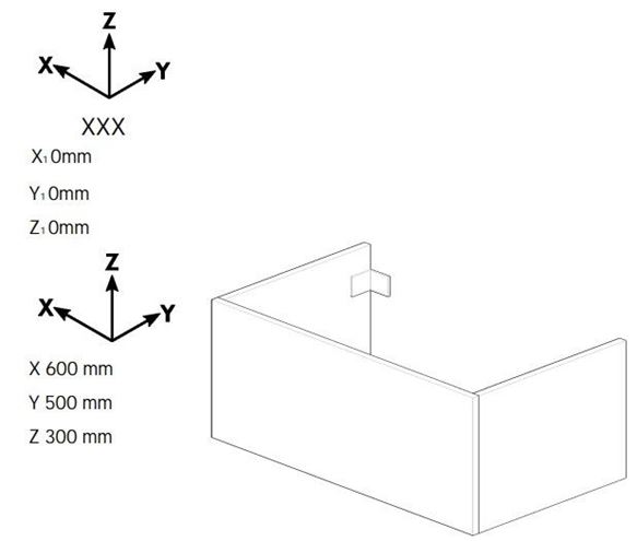 DŘEVOJAS DSD SZZ1 60 nízká skříňka 60x50x30 cm, 1 zásuvka, Push-open, ořech 225469-T31 Technický nákres