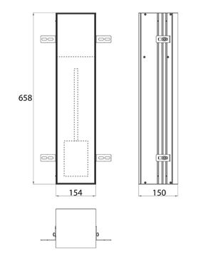 CONCEPT 300 nízká skříňka 15,4x15x65,8 cm, 1 dvířka, panty vlevo, Push-open, s držákem toaletního papíru, s WC štětkou, k obložení 015-2079 Technický nákres