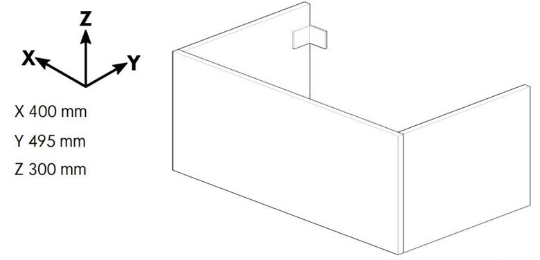 DŘEVOJAS DSD SZZ1 40 nízká skříňka 40x50x30 cm, 1 zásuvka, Push-open, nebraska 223175-T31 Technický nákres