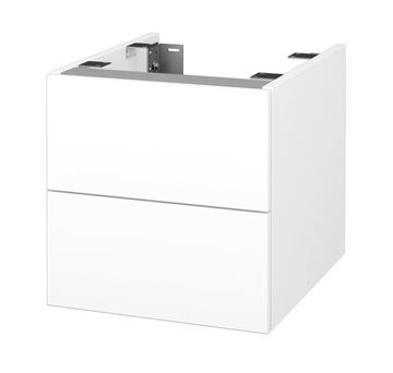 DŘEVOJAS DSD SZZ2 40 nízká skříňka 40x50x40 cm, 2 zásuvky, Push-open, lesklá bílá/bílá vysoký lesk