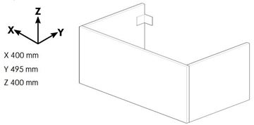 DŘEVOJAS DSD SZZ2 40 nízká skříňka 40x50x40 cm, 2 zásuvky, Push-open, lesklá bílá/bílá vysoký lesk 224509-T31 Technický nákres