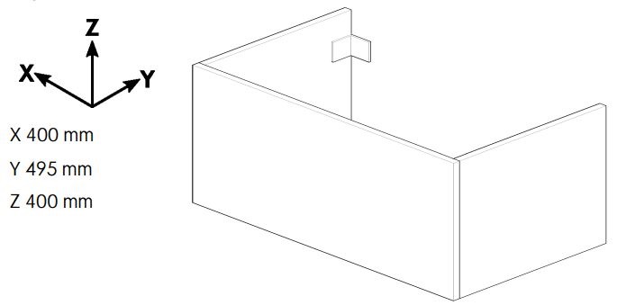 DŘEVOJAS DSD SZZ2 40 nízká skříňka 40x50x40 cm, 2 zásuvky, Push-open, lesklá bílá/bílá vysoký lesk 224509-T31 Technický nákres