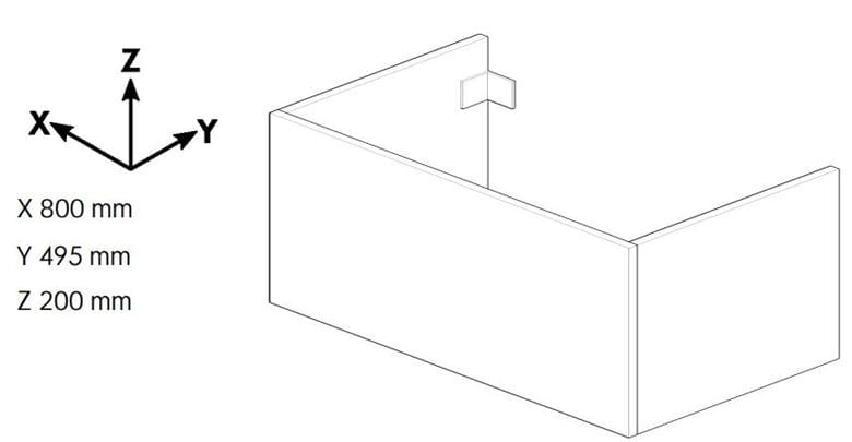 DŘEVOJAS DSD SZZ 80 nízká skříňka 80x50x20 cm, 1 zásuvka, Push-open, arlington 227821-T31 Technický nákres