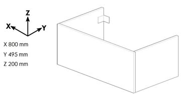 DŘEVOJAS DSD SZZ 80 nízká skříňka 80x50x20 cm, 1 zásuvka, Push-open, arlington 227821-T31 Technický nákres