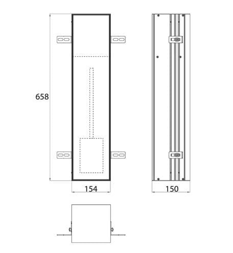 CONCEPT 300 nízká skříňka 15,4x15x65,8 cm, 1 dvířka, panty vlevo, Push-open, s držákem toaletního papíru, s WC štětkou, k obložení 015-2073 Technický nákres