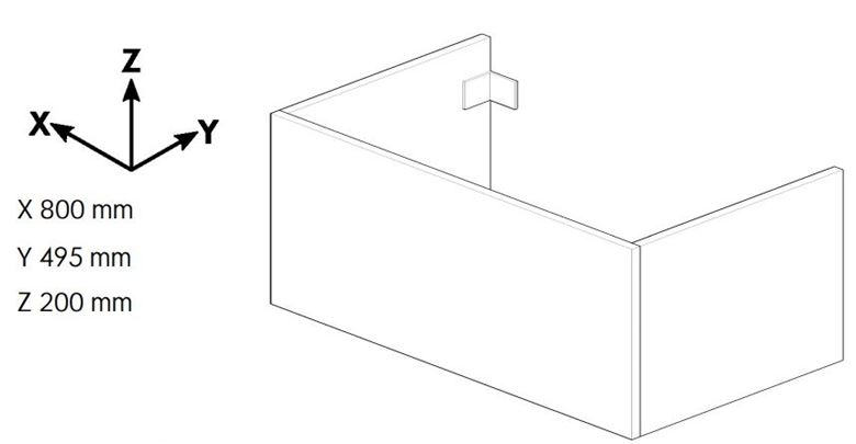DŘEVOJAS DSD SZZ 80 nízká skříňka 80x50x20 cm, 1 zásuvka, Push-open, arlington 228217-T31 Technický nákres