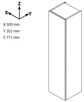 DŘEVOJAS SYD2 50 nízká skříňka 50x35,2x77,1 cm, 2 dvířka, úchytka ocel, ořech 65181-T02 Technický nákres