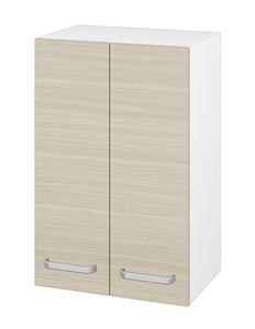 DŘEVOJAS SYD2 50 nízká skříňka 50x35,2x77,1 cm, 2 dvířka, úchytka hliník mat, lesklá bílá/dub