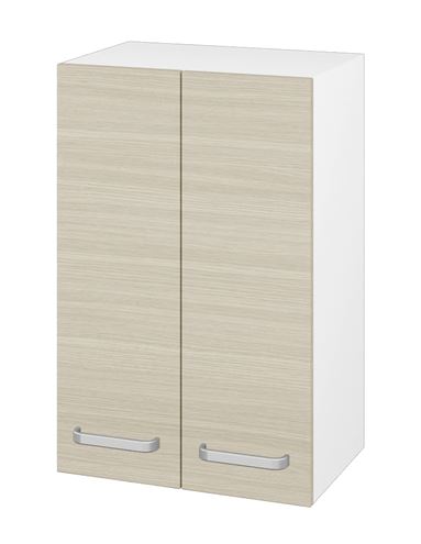 DŘEVOJAS SYD2 50 nízká skříňka 50x35,2x77,1 cm, 2 dvířka, úchytka hliník mat, lesklá bílá/dub 64993-T01 Obrázek - Hlavní obrázek