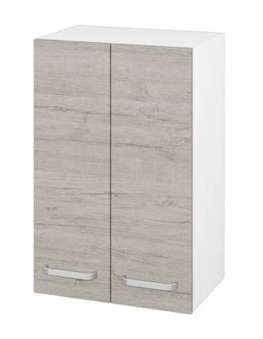 DŘEVOJAS SYD2 50 nízká skříňka 50x35,2x77,1 cm, 2 dvířka, úchytka hliník mat, lesklá bílá/oregon 68823-T01 Obrázek - Hlavní obrázek