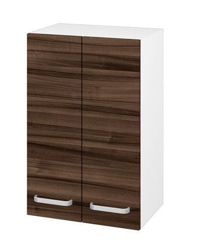 DŘEVOJAS SYD2 50 nízká skříňka 50x35,2x77,1 cm, 2 dvířka, úchytka hliník mat, lesklá bílá/ořech 65006-T01 Obrázek - Hlavní obrázek