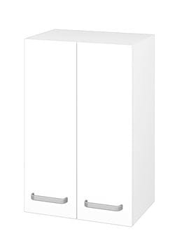 DŘEVOJAS SYD2 50 nízká skříňka 50x35,2x77,1 cm, 2 dvířka, úchytka hliník mat, lesklá bílá/bílá vysoký lesk