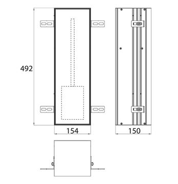 CONCEPT 300 nízká skříňka 15,4x15x49,2 cm, 1 dvířka, Push-open, s WC štětkou, k obložení 015-2076 Technický nákres