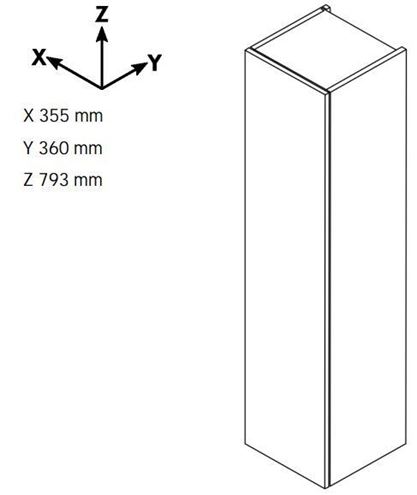 DŘEVOJAS DOS SND 35 nízká skříňka 35,5x36x79,3 cm, 1 dvířka, panty vlevo, úchytka chrom, ořech 62111-T03 Technický nákres