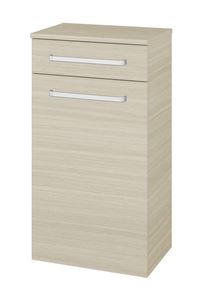 DŘEVOJAS DOS SNDKZ 50 nízká skříňka 50,5x36x93,8 cm, 1 zásuvka, 1 dvířka, s košem, úchytka hliník mat, dub
