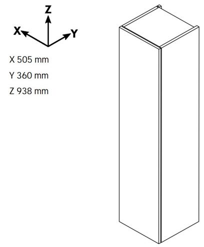 DŘEVOJAS DOS SNDKZ 50 nízká skříňka 50,5x36x93,8 cm, 1 zásuvka, 1 dvířka, s košem, úchytka ocel, oregon 63149-T02 Technický nákres