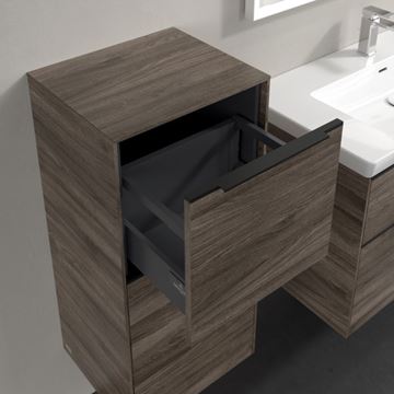 VILLEROY & BOCH SUBWAY 3.0 nízká skříňka 40x36,2x86 cm, 1 zásuvka, 1 dvířka, panty vlevo, Stone Oak C59401RK Obrázek - fotka