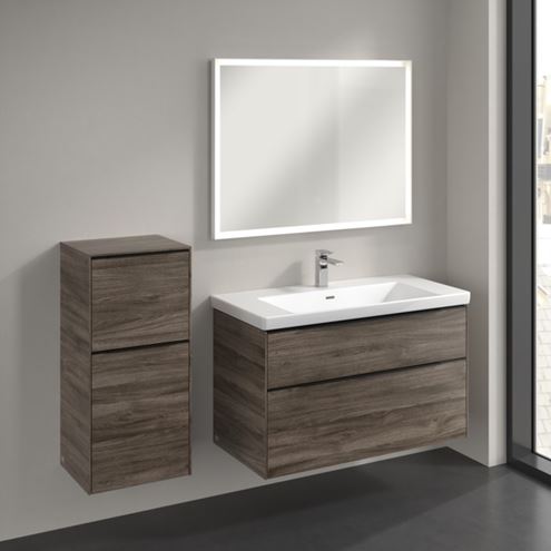 VILLEROY & BOCH SUBWAY 3.0 nízká skříňka 40x36,2x86 cm, 1 zásuvka, 1 dvířka, panty vpravo, Stone Oak C59501RK Obrázek - fotka
