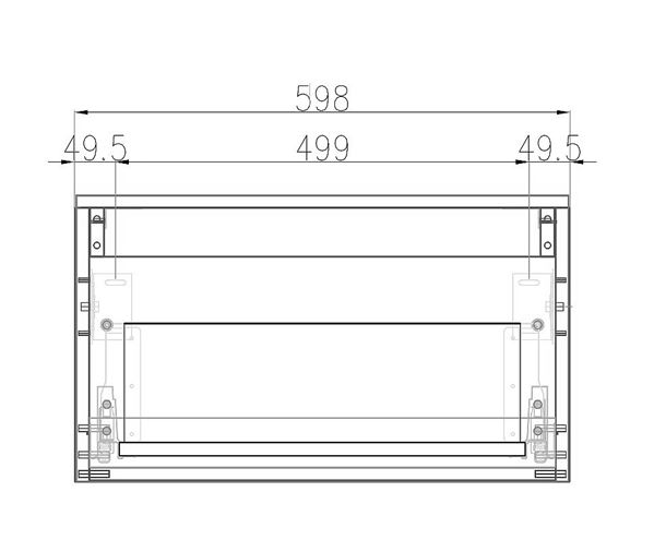 CONCEPT MODULAR nízká skříňka 59,8x49,5x33,2 cm, 1 zásuvka, Push-open, lesklá bílá 807634 Technický nákres
