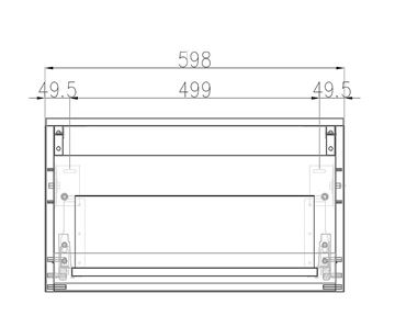 CONCEPT MODULAR nízká skříňka 59,8x49,5x33,2 cm, 1 zásuvka, Push-open, lesklá bílá 807634 Technický nákres