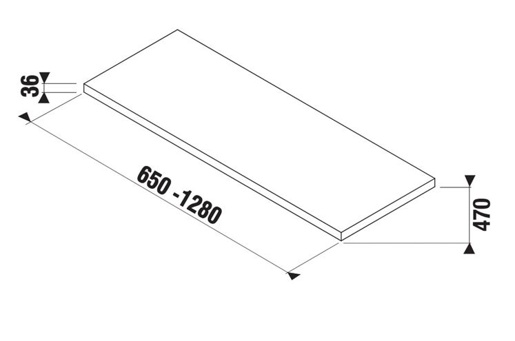 JIKA CUBITO PURE deska pod umyvadlo 66x47x3,6 cm, bílá H46J4200105001 Technický nákres