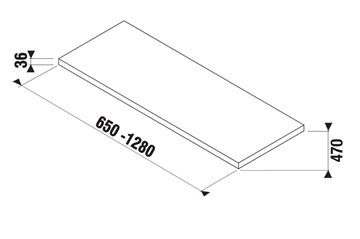 JIKA CUBITO PURE deska pod umyvadlo 66x47x3,6 cm, bílá H46J4200105001 Technický nákres
