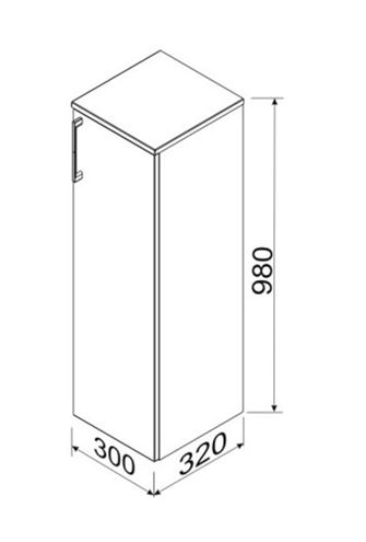 CONCEPT 250 nízká skříňka 30x32x98 cm, 1 dvířka, lesklá antracit PTA-013 Technický nákres