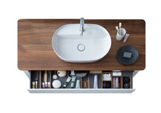 DURAVIT LUV deska pod umyvadlo s výřezem 138,8x59,9x2,5 cm, ořech LU946107777 Obrázek - fotka