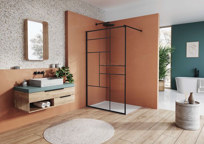 RONAL EASY STR4P stěna walk-in 100x200 cm, matná černá/čiré sklo STR4P 100 06 07 Obrázek - fotka