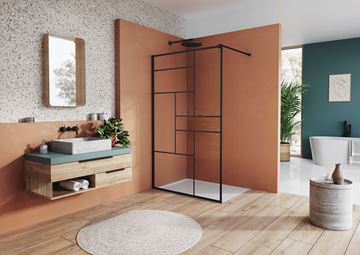 RONAL EASY STR4P stěna walk-in 100x200 cm, matná černá/čiré sklo STR4P 100 06 07 Obrázek - fotka