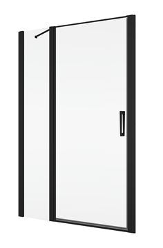 RONAL DIVERA D22T13 sprchové dveře 90x200 cm, vstup 530 mm, lítací, matná černá/čiré sklo