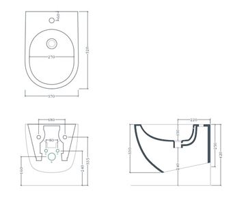ARTCERAM FILE 2.0 závěsný bidet, lesklá bílá  FLB001 01,30 Technický nákres