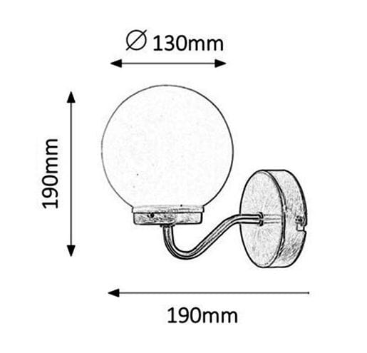 RABALUX TOGO nástěnné svítidlo E14, chrom 5827 Technický nákres