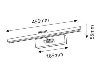 RABALUX PICTURE GUARD nástěnné LED svítidlo, 3300 K, chrom 3650 Technický nákres