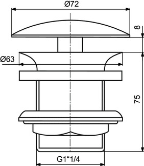 IDEAL STANDARD umyvadlová výpust, neuzavíratelná, chrom J3291AA Technický nákres