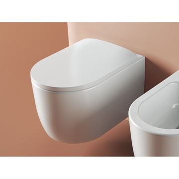 ARTCERAM MONET závěsné WC s montážním prvkem Laufen Ineo, Rimless splachování, SoftClose sedátko, chromové tlačítko PT3.LAKF-RSC.CR.15 Obrázek - fotka