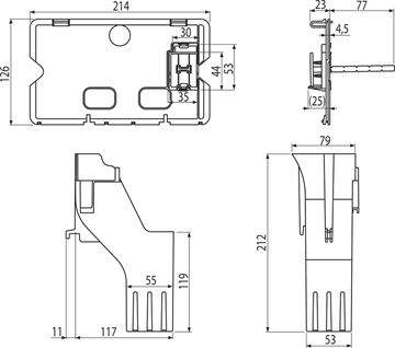 ARTCERAM FILE 2.0 závěsné WC s montážním prvkem Easy Sádromodul, Rimless splachování, SoftClose sedátko, černé tlačítko PT3.ALDF-RSC.B.14 Technický nákres