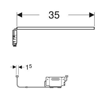 GEBERIT LED světelné lišty pro zásuvku, 3500 K, 350 mm 502.031.00.1 Technický nákres