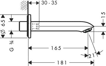 HANSGROHE METRIS vanová vpust, chrom 31494000 Technický nákres