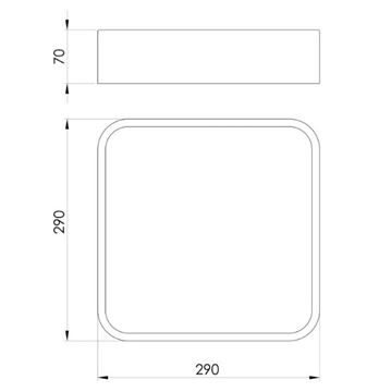 EGLO MANILVA 1 stropní LED svítidlo, 3000 K, 1100 lm, 290x290 mm, chrom 96229 Technický nákres