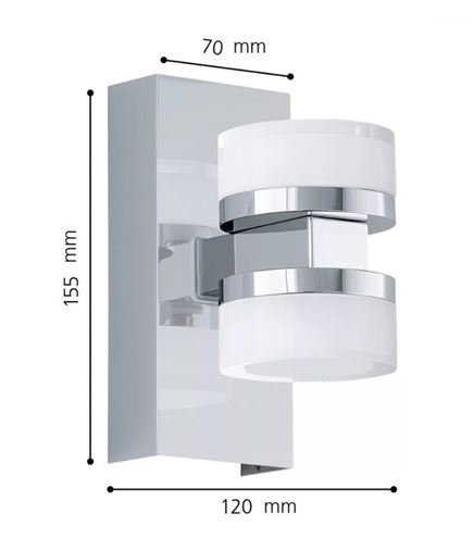 EGLO ROMENDO 1 nástěnné LED svítidlo, 3000 K, 1080 lm, chrom 96541 Technický nákres